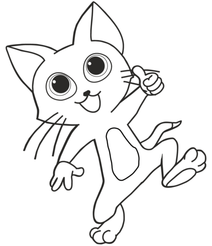 Funny Cat Coloring Page